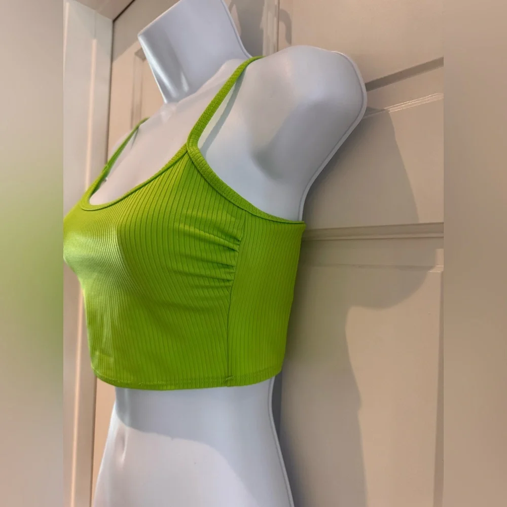 Wild Fable Ribbed Longline Bikini Top Bright Green XS 0-2